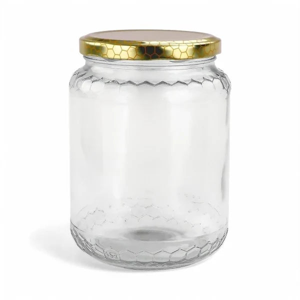 750mL Glass Honey Jar Honeycomb Pattern - 12pk