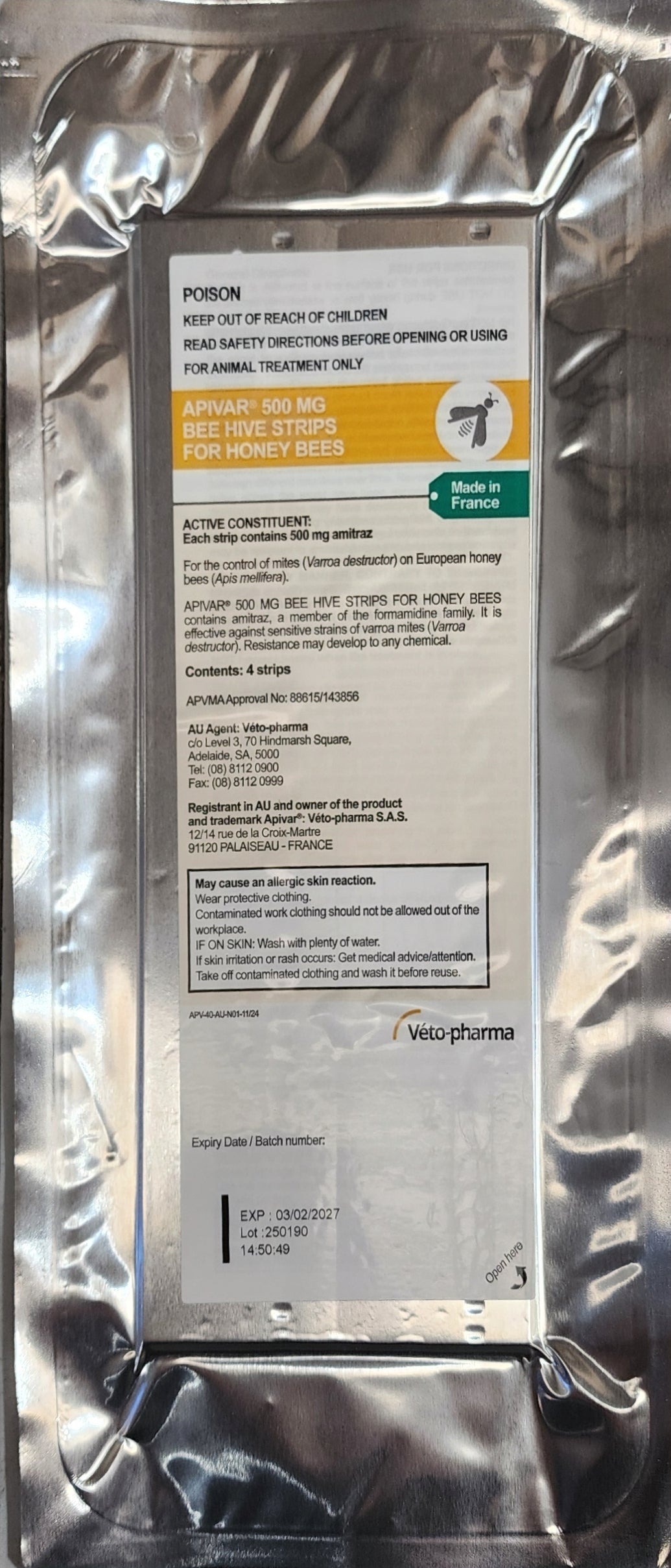 Apivar Miticide Strips - 60 Strips (Treats 30 Hives)