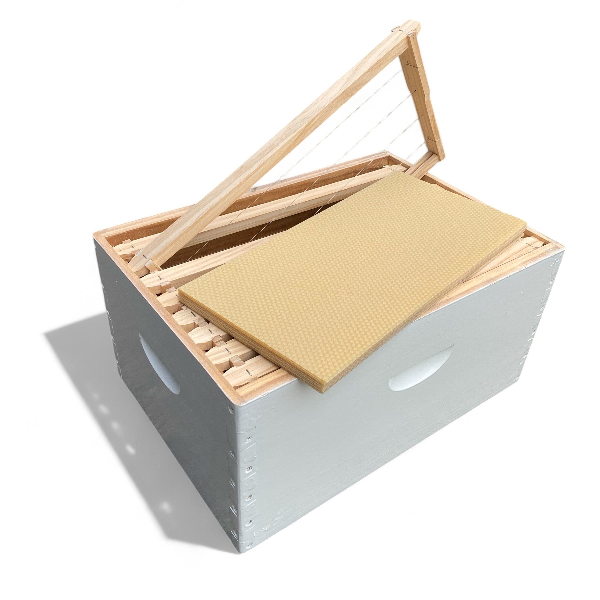 Full Depth Premium Assembled Super (Wax Dipped & Painted) w/ Wired Frames + Foundation