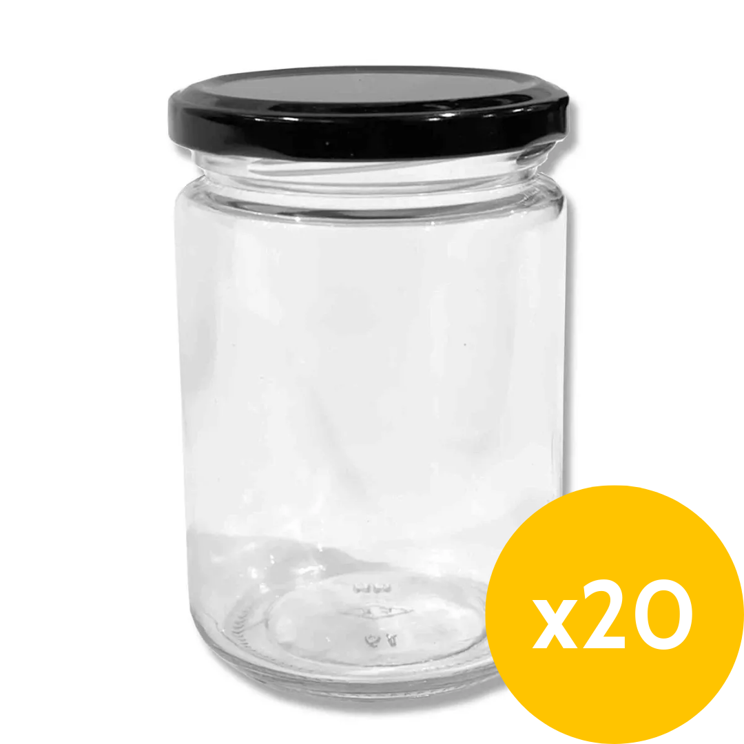 375mL Glass Honey Jar - fits 500g honey - 20 Pack