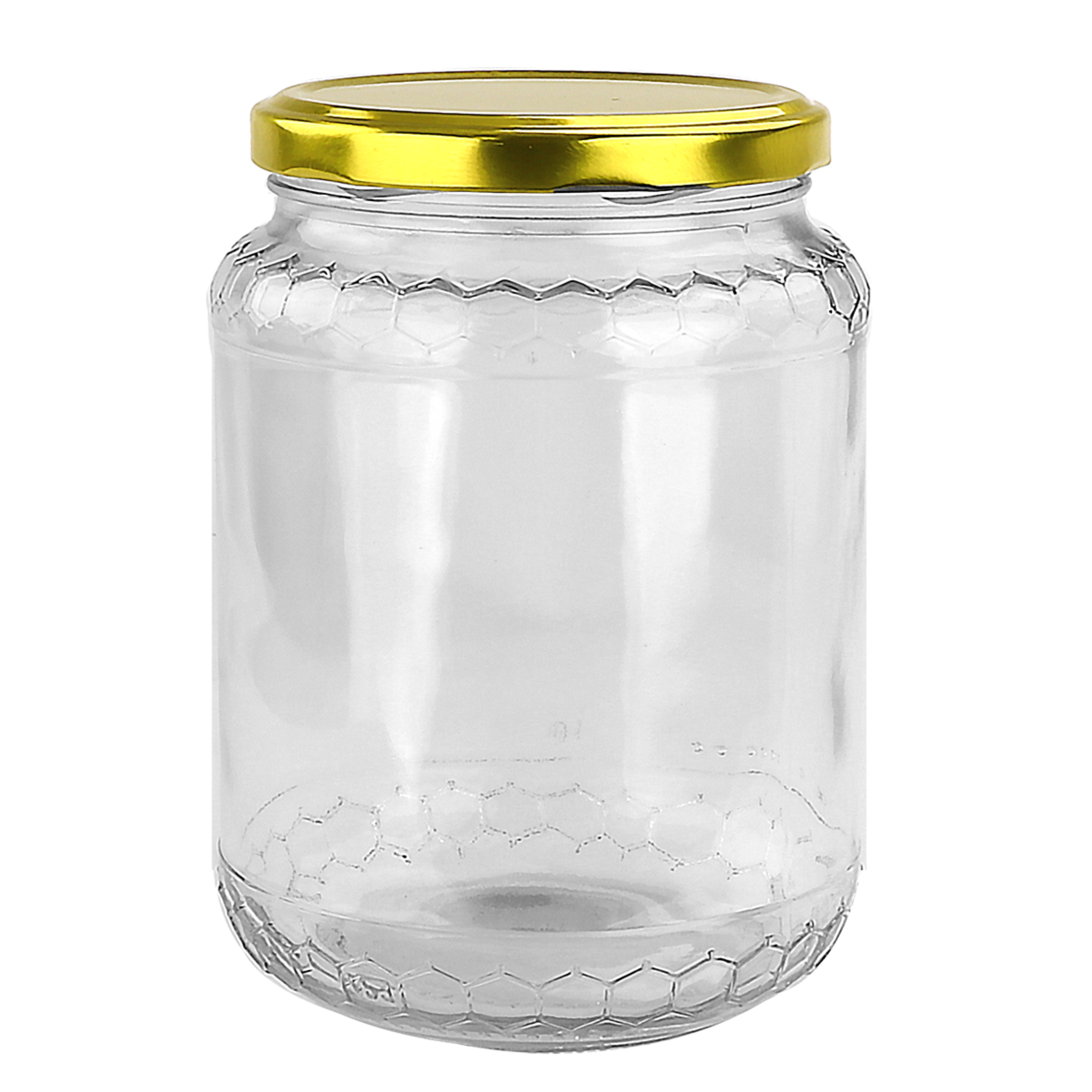 750mL Glass Honey Jar with Honeycomb Pattern - fits 1kg honey - 10 Pack